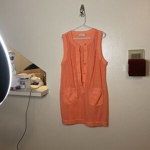 Orange Sleeveless Knit Dress